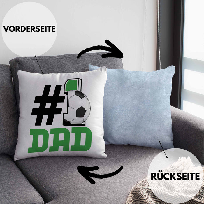 Fußball-Trainer Fußballer Nummer 1 Dad Vater Kissen mit Füllung 40x40 Geschenk Fußball Papa Geschenkidee Bester Papa Der Welt Vatertag Lustige Geschenkidee (Grau) Blau Trendation