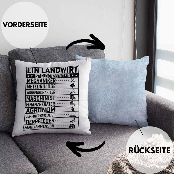 Landwirt Geschenk Kissen mit Füllung 40x40 Lustiger Spruch Geschenkidee Ein Landwirt Ist Gleichzeitig Ein (Grau) Blau Trendation