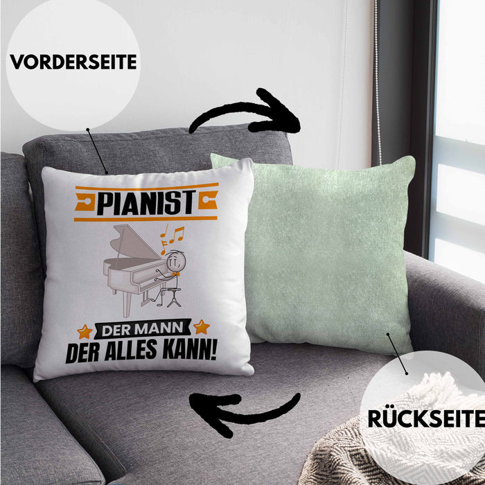Pianist Kissen mit Füllung 40x40 Geschenk für Pianist Der Mann Der Alles Kann Geschenkidee zum Geburtstag (Grau) Grün Trendation
