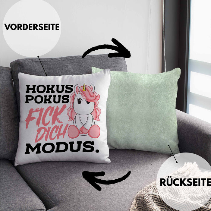 Lustige Ich Hasse Menschen Kissen mit Füllung 40x40 Mit Spruch Einhorn Geschenk Mama Freundin Kollegin Geschenkidee Arbeit Frauen (Grau) Grün Trendation