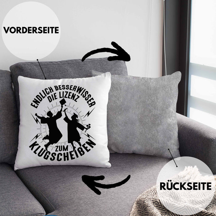 Bachelor Kissen mit Füllung 40x40 Master Studium Endlich Besserwisser Geschenk (Grau) Grau Trendation