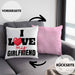 I Love My Girlfriend Kissen mit Füllung 40x40 Geschenk für Freund Beziehung Liebe Geschenkidee (Grau) Rosa Trendation