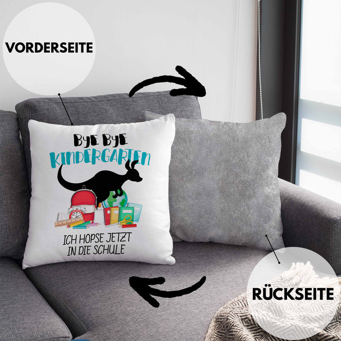 Schulkind 2024 Einschulung Mädchen Junge Geschenk Schultüte Kissen mit Füllung 40x40 Schulstart 1. Schultag Schuleinführung Schulanfang Geschenkidee (Grau) Grau Trendation