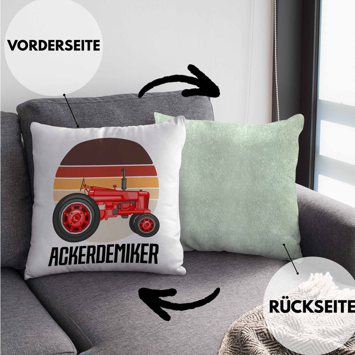 Ackerdemiker Kissen mit Füllung 40x40 Geschenk für Landwirt Geschenkidee Bauer Landwirtin Bauernhof Acker (Grau) Grün Trendation