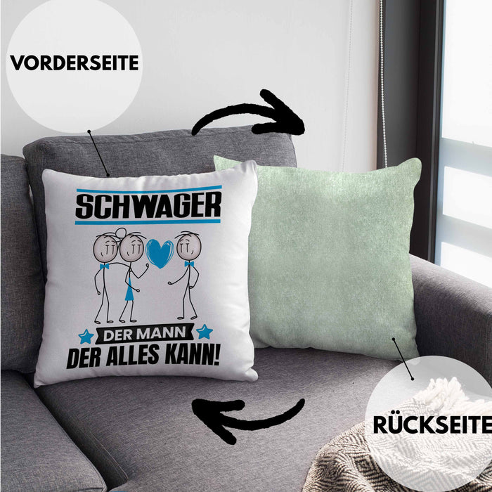 Schwager Kissen mit Füllung 40x40 Geschenk für Schwager Der Mann Der Alles Kann Geschenkidee zum Geburtstag (Grau) Grün Trendation