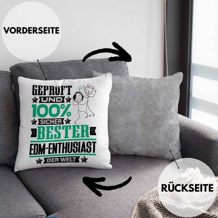 EDM-Enthusiast Geschenk Lustiger Spruch für EDM-Enthusiast Geschenkidee Bester EDM-Enthusiast Der WeltKissen mit Füllung 40x40 (Grau) Grau Trendation