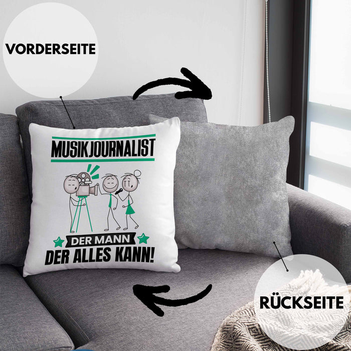 Musikjournalist Kissen mit Füllung 40x40 Geschenk für Musikjournalist Der Mann Der Alles Kann Geschenkidee zum Geburtstag (Grau) Grau Trendation