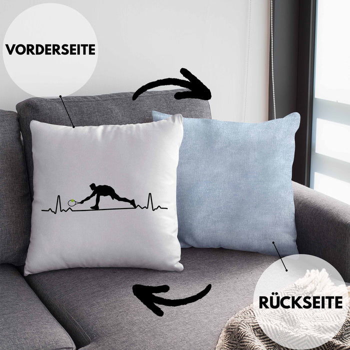 Tennis Herzschlag Geschenk Trainer Coach Tennisspieler Geschenkidee Kissen mit Füllung 40x40 (Grau) Blau Trendation