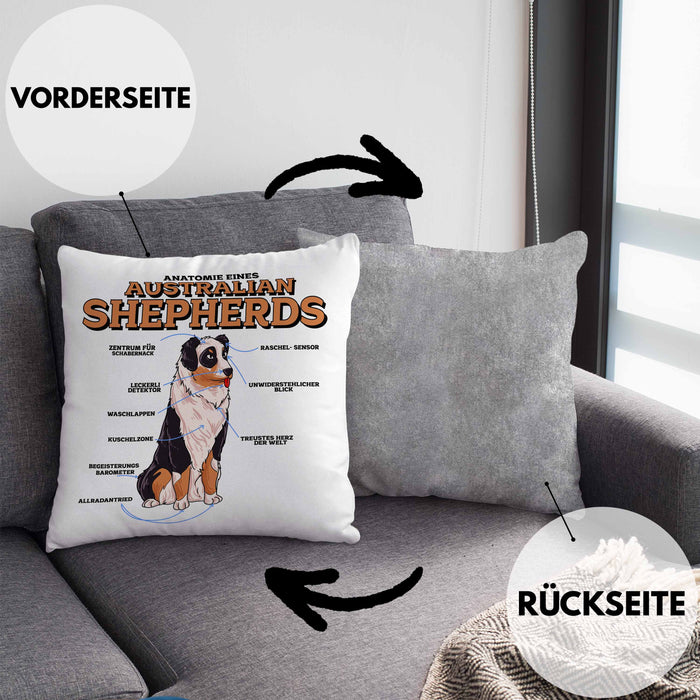 Lustige Kissen mit Füllung 40x40 für Australian Shepherd Liebhaber Geschenkidee (Grau) Grau Trendation