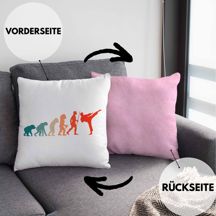 Karate-Kissen mit Füllung 40x40 Geschenk Kampfsport-Fans Jiu Jitsu Geschenkidee Evolution (Grau) Rosa Trendation