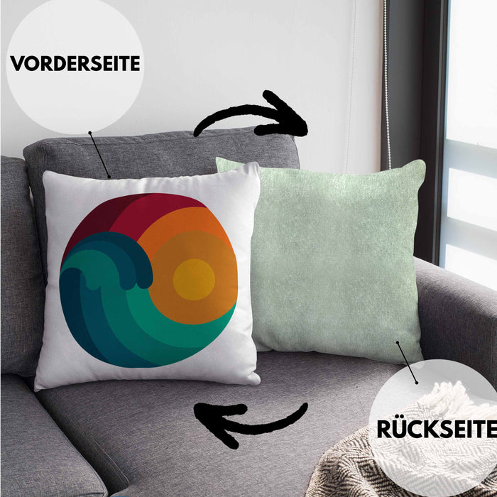 Kitesurfing Kissen mit Füllung 40x40 Geschenk für Kitesurfer Geschenkidee Retro Vintage Grafiken (Grau) Grün Trendation