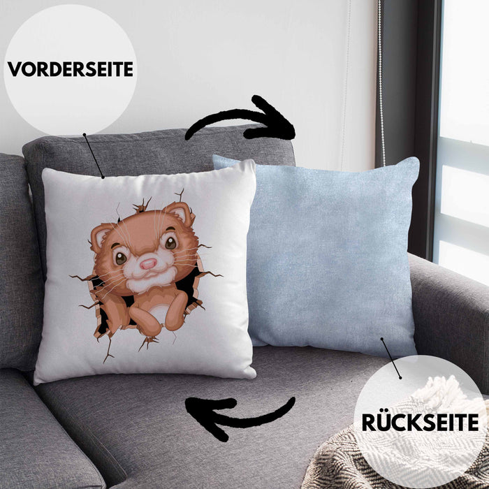 Otter 3D Grafik Kissen mit Füllung 40x40 Lustige Geschenkdidee Otter-Liebhaber (Grau) Blau Trendation