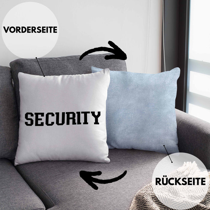 Security Kissen mit Füllung 40x40 für Türsteher Wächter Geschenk für Beschützer (Grau) Blau Trendation