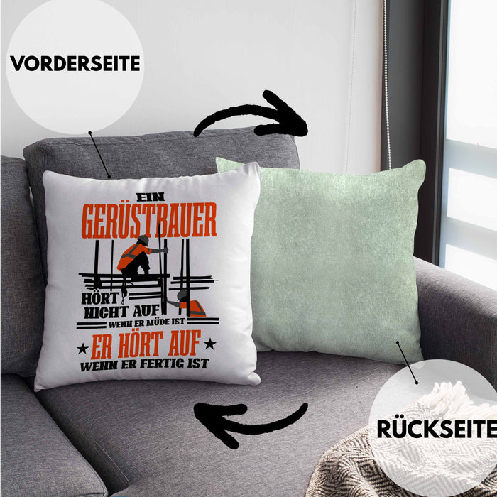 Kissen mit Füllung 40x40 für Gerüstbauer Geschenk Spuch Männer Gerüstbau (Grau) Grün Trendation