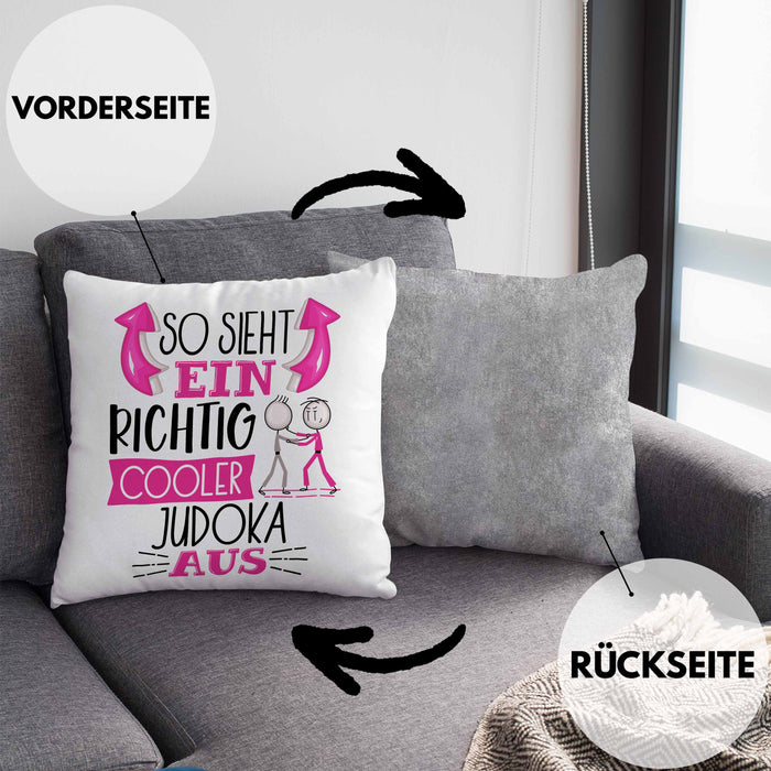 Judoka Kissen mit Füllung 40x40 Geschenk So Sieht Ein Richtig Cooler Judoka Aus Geschenkidee Spruch Lustig (Grau) Grau Trendation