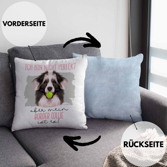 Border Collies Besitzer Kissen mit Füllung 40x40 Geschenk Lustiger Spruch Geschenkidee Besitzerin Ich Bin Nicht toll Aber Mein Border Collies Ist Es (Grau) Blau Trendation
