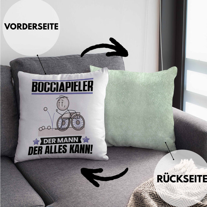 Bocciapieler Kissen mit Füllung 40x40 Geschenk für Bocciapieler Der Mann Der Alles Kann Geschenkidee zum Geburtstag (Grau) Grün Trendation