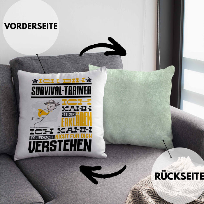 Survival-Trainer Geschenk Kaffee-Kissen mit Füllung 40x40 Geschenkidee für Survival-Trainer Ich Bin Survival-Trainer Ich Kann Es Dir Erklären Jedoch Nicht Für Dich Verstehen Spruch Lustig (Grau) Grün Trendation