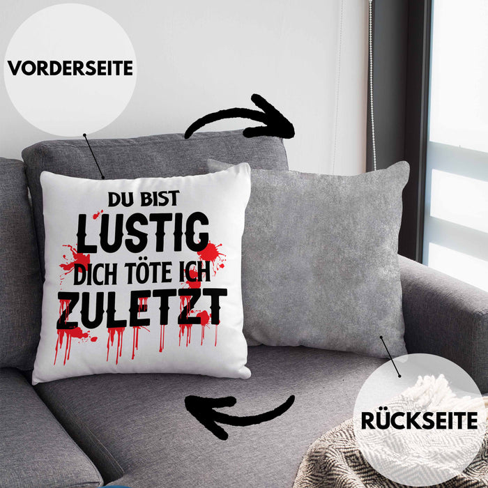 Du Bist Lustig Kissen mit Füllung 40x40 Lustiger Spruch Erwachsenen Humor Geschenk Kollegin Bester Kollege Geschenkidee (Grau) Grau Trendation