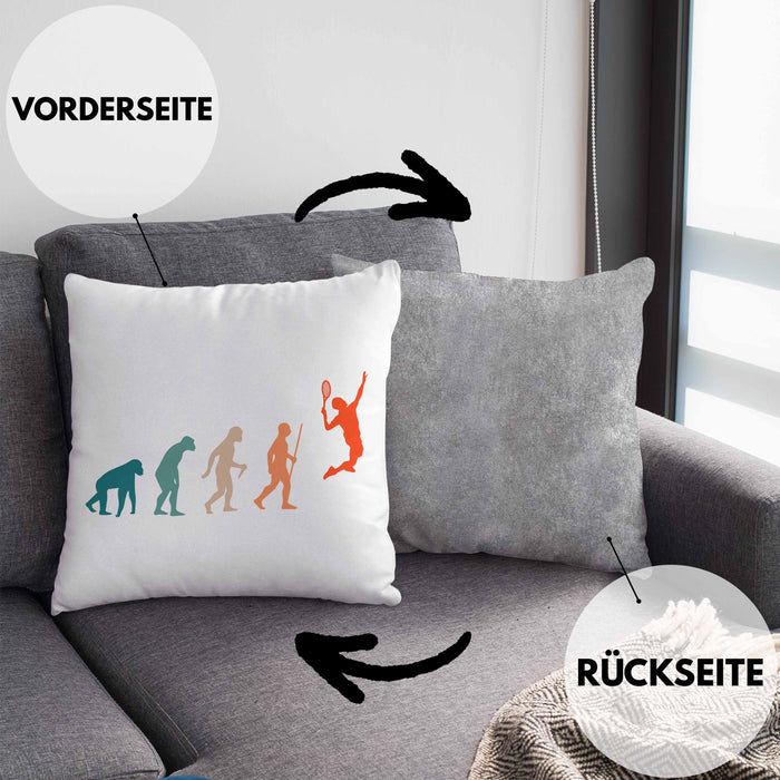 Lustige Badminton Kissen mit Füllung 40x40 Geschenk für Badmintonspieler Badminton Lehrer Coach Trainer Geschenkidee Evolution (Grau) Grau Trendation