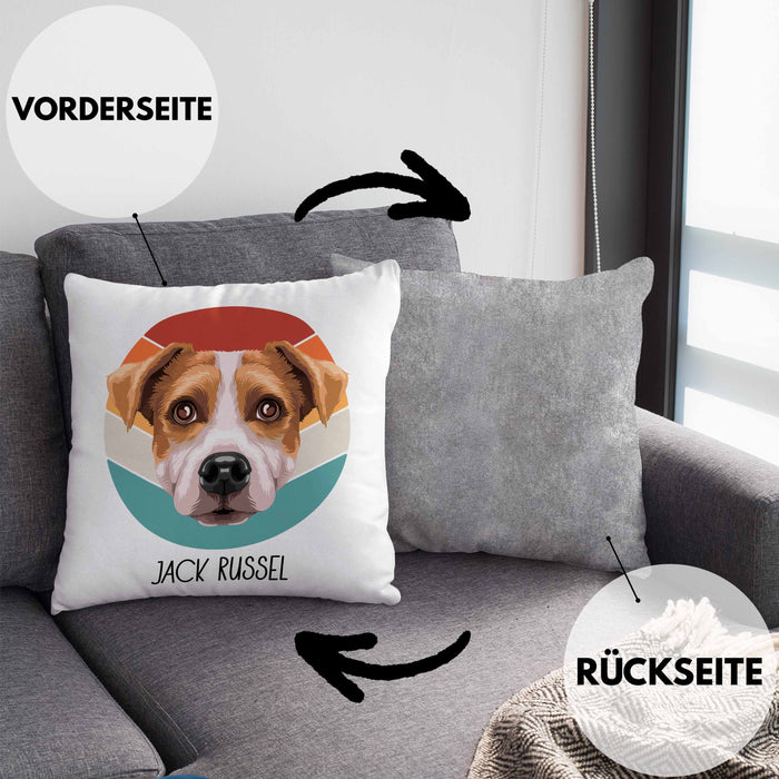 Jack Russel Besitzer Kissen mit Füllung 40x40 Geschenk Lustiger Spruch Geschenkidee Jack Russel Mama Papa (Grau) Grau Trendation