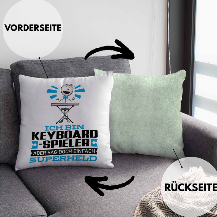 Keyboard-Spieler Geschenk Kissen mit Füllung 40x40 Ich Bin Keyboard-Spieler Aber Sag Doch Einfach Superheld Lustige Geschenkdiee für Keyboard-Spieler (Grau) Grün Trendation
