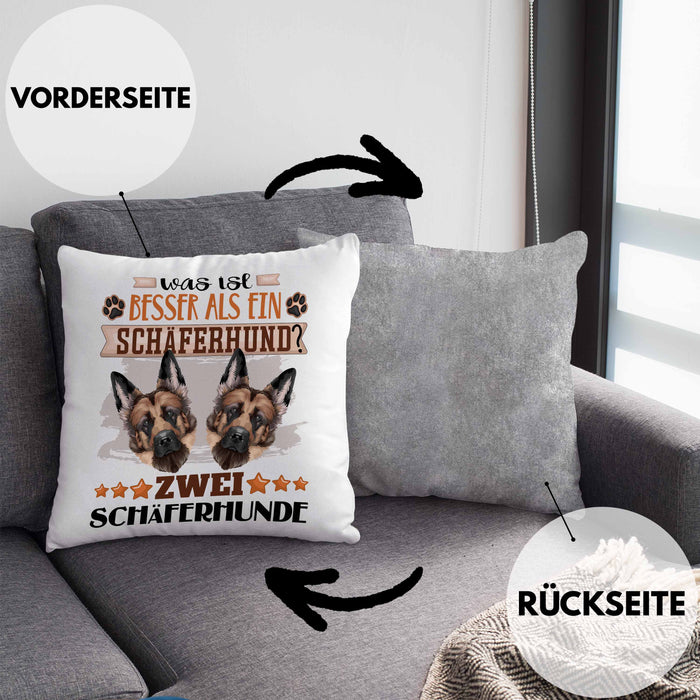 Schäferhund Besitzer Kissen mit Füllung 40x40 Geschenk Lustiger Spruch Geschenkidee Was Ist Besser Als Ein Schäferhund (Grau) Grau Trendation