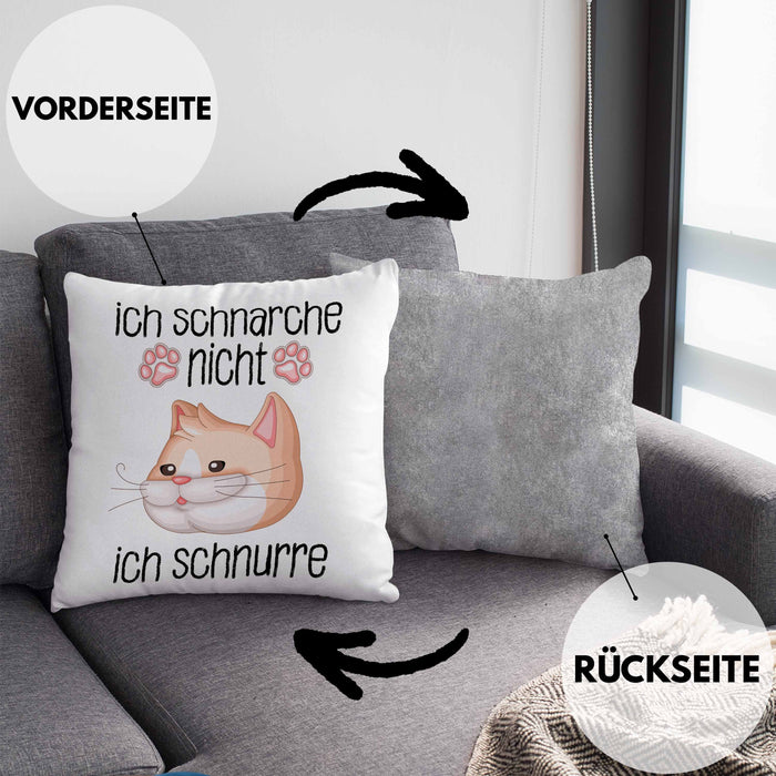 Katzen Mama Kissen mit Füllung 40x40 Geschenk Ich Schnarche Nicht Ich Schnurre Lustige Geschenkidee Katzen Fans Besitzer (Grau) Grau Trendation
