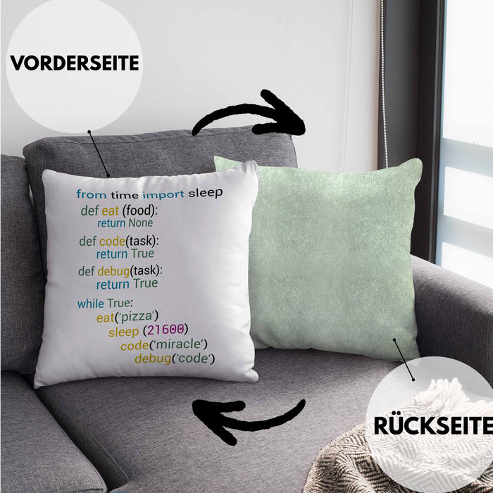 Coder Kissen mit Füllung 40x40 Geschenk für Programmierer Softwareentwickler Nerds Geschenkidee (Grau) Grün Trendation