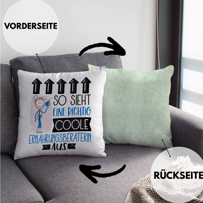 Ernährungsberaterin Geschenk Kissen mit Füllung 40x40 Lustig Geschenkidee für Ernährungsberaterin Geburtstag So Sieht Eine Richtig Coole Ernährungsberaterin Aus Frauen Spruch (Grau) Grün Trendation