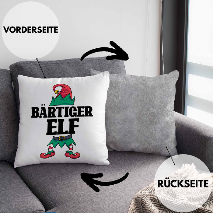 Bart Kissen mit Füllung 40x40 Geschenk Lustiger Spruch Bartträger Bärtiger Elf Geschenkidee Geburtstag (Grau) Grau Trendation