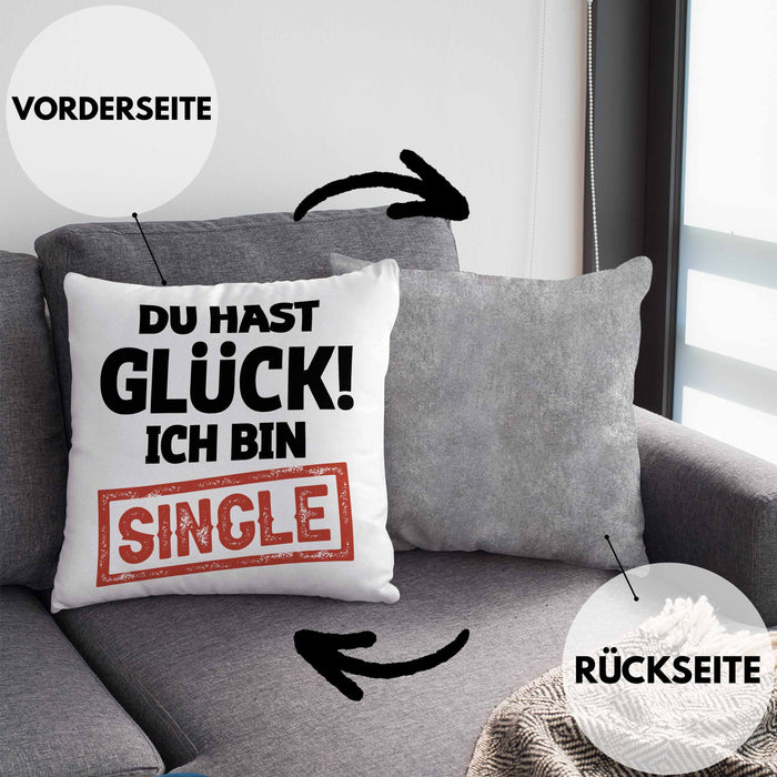 Single Solo Kissen mit Füllung 40x40 Geschenk Kollege Geschenkidee (Grau) Grau Trendation