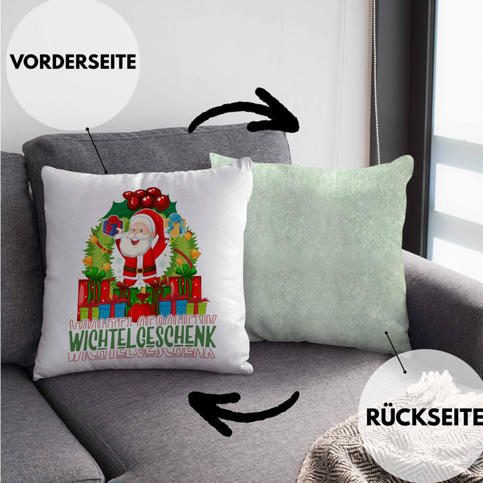 Schrott-Wichtelgeschenk für Frauen Kollegen Geschenk Wichteln Weihnachten Weihnachten Geschenkidee SchrottwichtelnKissen mit Füllung 40x40 (Grau) Grün Trendation