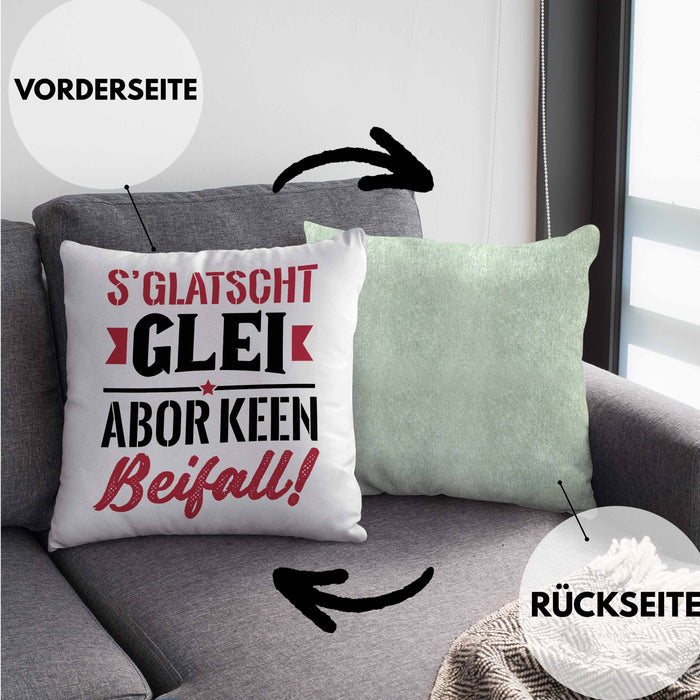 Sachsen Kissen mit Füllung 40x40 Sprüche "Es klatscht glei" Sächsisch Ossi Geschenk Kaffee-Kissen mit Füllung 40x40 (Grau) Grün Trendation