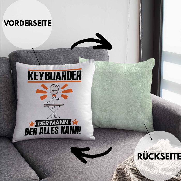 Keyboarder Kissen mit Füllung 40x40 Geschenk für Keyboarder Der Mann Der Alles Kann Geschenkidee zum Geburtstag (Grau) Grün Trendation