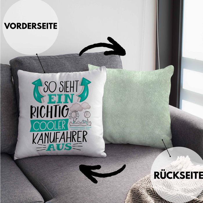 So Sieht Ein Richtig Cooler Kanufahrer Aus Geschenk Kissen mit Füllung 40x40 Lustiger Spruch Geschenkidee (Grau) Grün Trendation