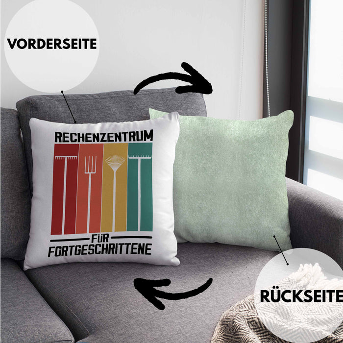 Rechenzentrum für Forgeschrittene Kissen mit Füllung 40x40 Gschenk Gärtner, Hobbygärtner Geschenkidee Lustiger Spruch Häferl (Grau) Grün Trendation