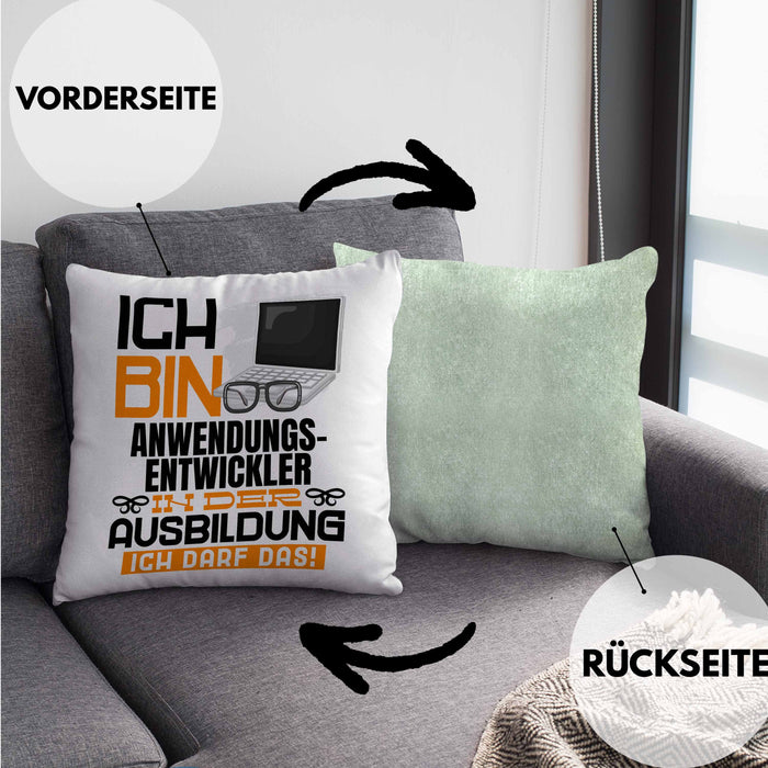 Anwendungsentwickler Ausbildung Kissen mit Füllung 40x40 Geschenk Ich Bin Anwendungsentwickler In Der Ausbildung Ich Darf Das Geschenkidee Spruch (Grau) Grün Trendation