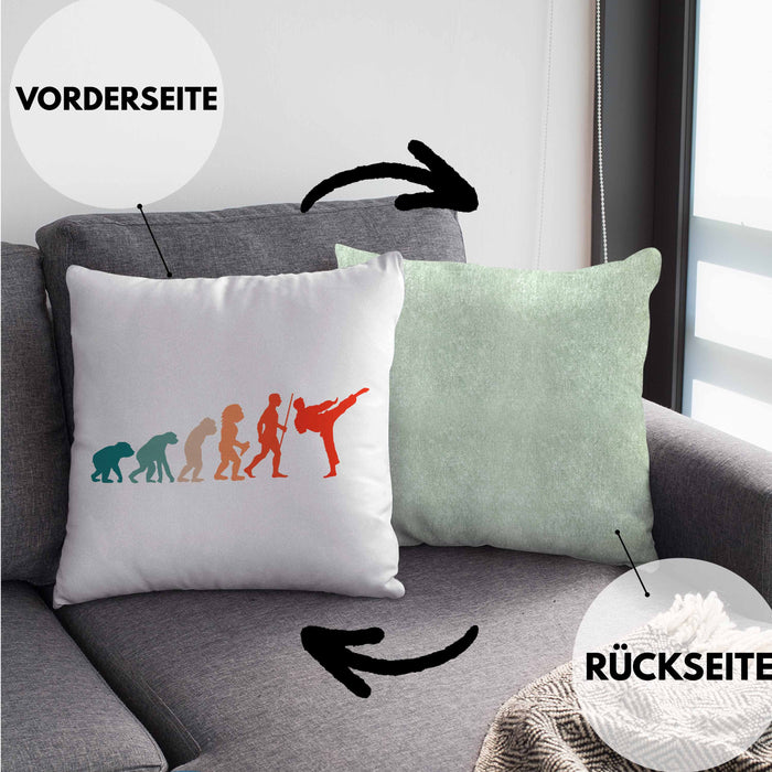 Karate-Kissen mit Füllung 40x40 Geschenk Kampfsport-Fans Jiu Jitsu Geschenkidee Evolution (Grau) Grün Trendation