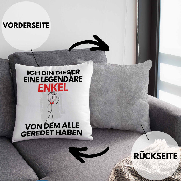 Enkel Geschenk Kissen mit Füllung 40x40 Lustige Geschenkidee Geburtstag für Enkel Ich Bin Dieser Legendäre Enkel Von Dem Alle Geredet Haben (Grau) Grau Trendation