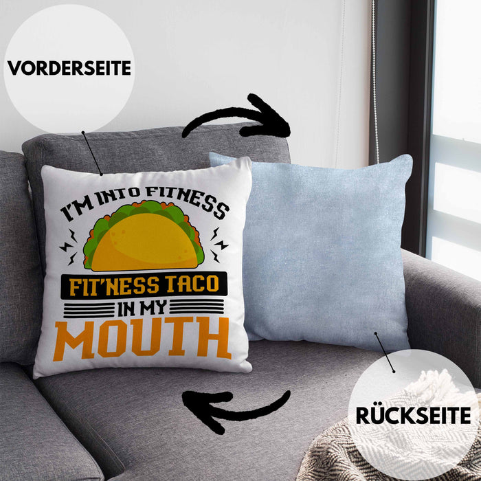 Taco Kissen mit Füllung 40x40 Taco-Liebhaber Geschenkidee für Taco-Fans (Grau) Blau Trendation
