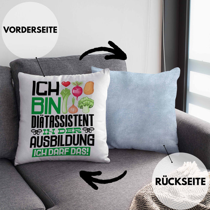 Diätassistent Ausbildung Kissen mit Füllung 40x40 Geschenk Ich Bin Diätassistent In Der Ausbildung Ich Darf Das Geschenkidee Spruch (Grau) Blau Trendation
