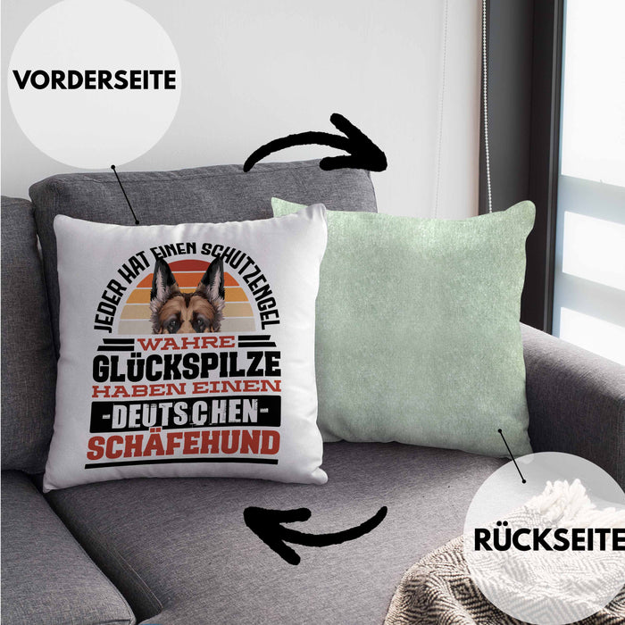 Deutscher Schäferhund Kissen mit Füllung 40x40 Geschenkidee Schäferhund Besitzer Schutzengel (Grau) Grün Trendation