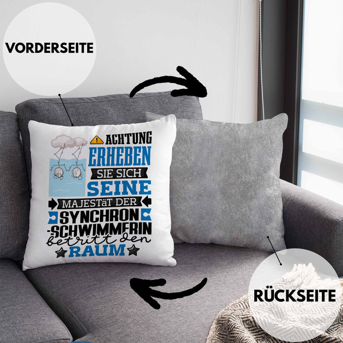 Synchronschwimmerin Geschenk Kissen mit Füllung 40x40 Lustiger Spruch Erheben Sie Sich Der Synchronschwimmerin Betritt den Raum (Grau) Grau Trendation