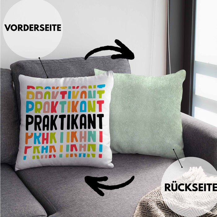 Praktikant Kissen mit Füllung 40x40 Geschenk Für Praktikanten Geschenkidee (Grau) Grün Trendation