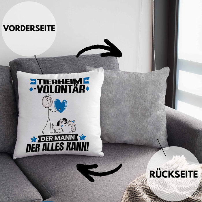 Tierheimvolontär Kissen mit Füllung 40x40 Geschenk für Tierheimvolontär Der Mann Der Alles Kann Geschenkidee zum Geburtstag (Grau) Grau Trendation