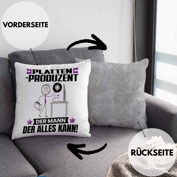 Plattenproduzent Kissen mit Füllung 40x40 Geschenk für Plattenproduzent Der Mann Der Alles Kann Geschenkidee zum Geburtstag (Grau) Grau Trendation