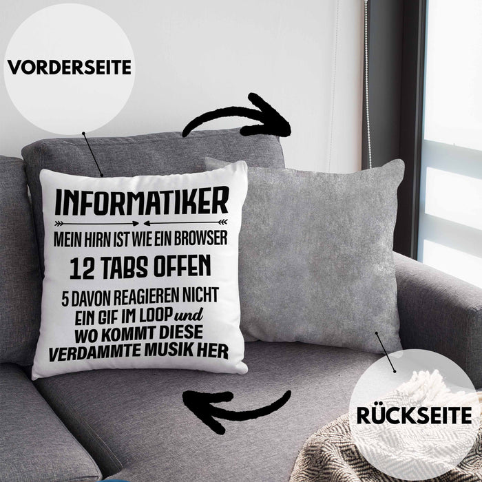 Informatiker Kissen mit Füllung 40x40 Geschenk Programmierer Gadget Lustig Geschenkidee Männer Zubehör Informatiklehrer IT Programmierer (Grau) Grau Trendation