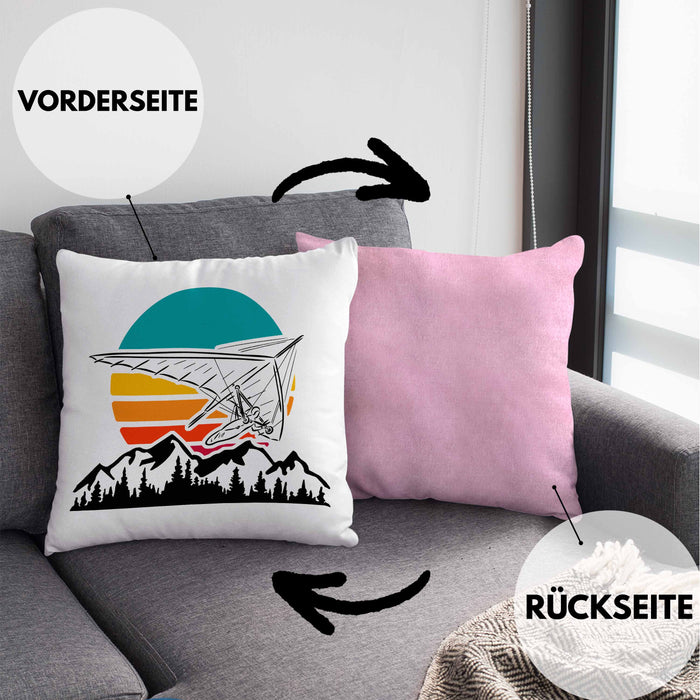 Kissen mit Füllung 40x40 Drachenflieger-Grafik Geschenk Drachenfliegen Drachenflieger Hängegleiter (Grau) Rosa Trendation