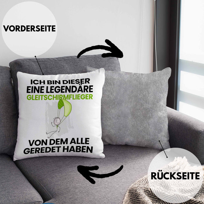 Gleitschirmflieger Geschenk Kissen mit Füllung 40x40 Lustige Geschenkidee Geburtstag für Gleitschirmflieger Ich Bin Dieser Legendäre Gleitschirmflieger Von Dem Alle Geredet Haben (Grau) Grau Trendation